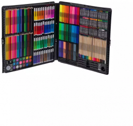 Set 258 de elemente pentru desenat si pictat cu geanta rigida de depozitare multicolor 