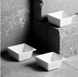 Set 3 boluri patrate 8.25cm portelan alb AMBITION Salsa 