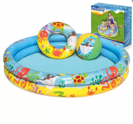 Piscina cu colac si minge gonflabila Bestway pentru copii 