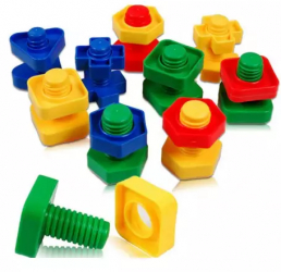 Set 30 blocuri de constructie Suruburi MONTESSORI 