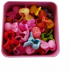 Set 50 buc cleste pentru par model iepuras cu cutie de depozitare din metal 
