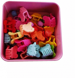 Set 50 buc cleste pentru par model ursulet cu cutie de depozitare din metal 