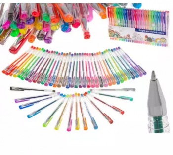 Set 50 bucati pixuri cu gel glitter colorat 