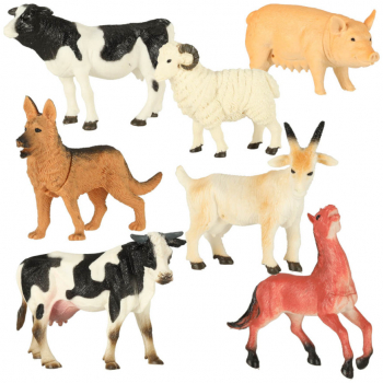 Set 7 Figurine Din Plastic cu accesorii Animale De La Ferma Multicolor 