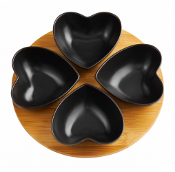 Set boluri inimioara 5 piese portelan negru AMBITION Natural 