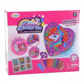 Set creativ de decorat cutie de bijuterii in forma de inimioara 21cm x 6cm x 18cm