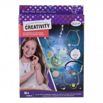 Set creativ din margele cu pandativ luminos pentru crearea de bratari si coliere 