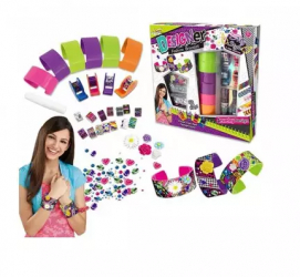Set creativ pentru realizarea bratarilor cu benzi elastice si margele 