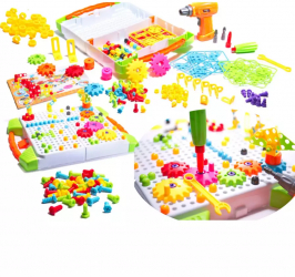 Set de construit compusa din surubelnita burghiu suruburi colorate 181 piese 