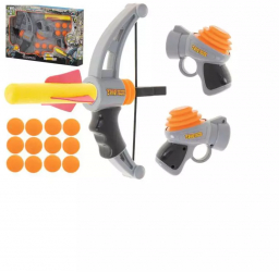 Set doua pistoale cu gloante si arc cu sageti din spuma 