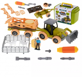 Set ferma complet cu utilaje agricole fermier si animalute 