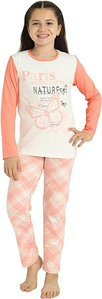 Set pijamalecu maneca lunga LOREZA pentru fete din bumbac din doua piese - OUTLET 