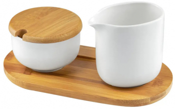 Set zaharnita si latiera portelan 3 piese alb AMBITION Natural 