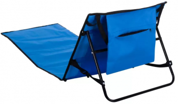 Sezlong pliabil pentru plaja sau camping cu geanta de transport albastru 150 cm x 47 cm 