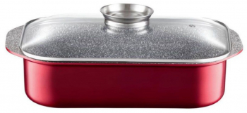 Tava prajit cu capac 40.5x25.5x9cm 6.5L sistem Aroma Knob invelis Qualum Basic Stone AMBITION Jasper