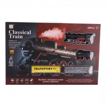 Trenulet electric cu sunete lumini si fum pentru copii scara 1 87 