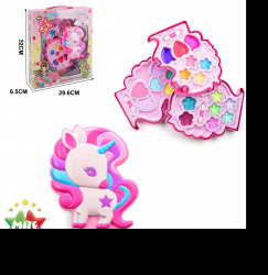 Trusa de machiaj in forma de unicorn roz pentru copii 