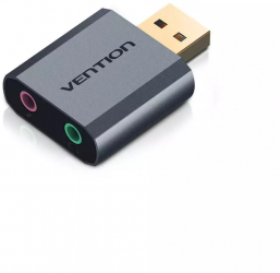 USB Card Adaptor Sunet 3.5mm Audio Aux Mic Culoare Argintiu Metalizat