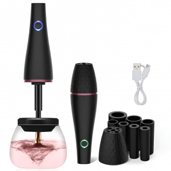 Aparat curatare si uscare automat pensule machiaj fara fir Incarcare prin USB 2 viteze Set 12 buc. portabil