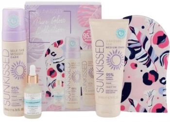 Set Autobronzare Sunkissed Pure Glow Collection Tanning Gift Set cu Spuma Autobronzanta Dark 