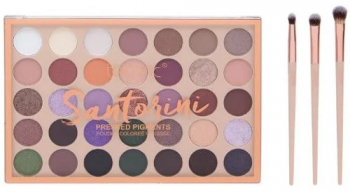 Set Machiaj Paleta 35 Farduri si 3 Pensule Aplicare Technic Santorini Vegan 