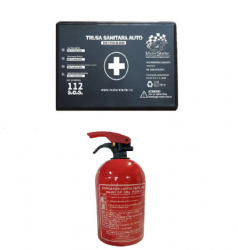 Kit siguranta auto valabilitate 5 ani Stingator cu pulbere si Trusa medicala 