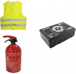Kit siguranta auto valabilitate 5 ani Stingator cu pulbere Vesta reflectorizanta Trusa medicala 