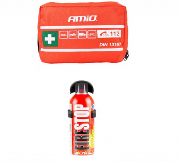 Kit siguranta moto valabilitate 4 ani Trusa medicala borseta + Stingator spray 400ml 