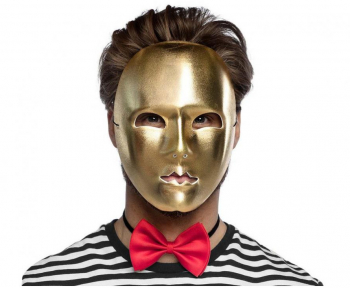 Masca mime din plastic pentru carnaval haloween sau bal mascat auriu 
