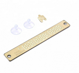 Placa numar telefon fosforescent parcare temporara pentru parbriz prindere cu ventuze culoare auriu 
