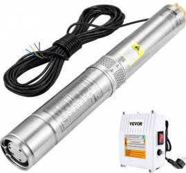 Pompa submersibila de adancime Vevor Inox 1100 W comanda externa Inaltime max 57 m 190 l/min lungime cablu 20 m IP68 