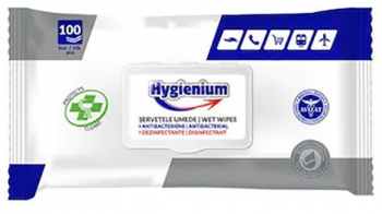 Servetele umede dezinfectante si antibacteriene cu capac de plastic Hygienium 100 bucati 