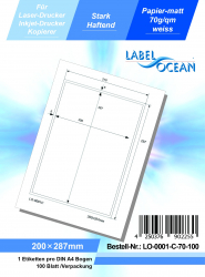 Etichete Autoadezive LabelOcean pe Suport A4 Dimensiuni 200x287 mm Mate 100 Coli 