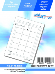 Etichete Autoadezive LabelOcean pe Suport A4 Dimensiuni 63.5x46.6 mm Lucioase 100 Coli