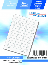 Etichete Autoadezive LabelOcean pe Suport A4 Dimensiuni 64x26.7 mm Lucioase 100 Coli 