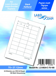Etichete Autoadezive LabelOcean pe Suport A4 Dimensiuni 70x37.12 mm Mate 100 Coli 
