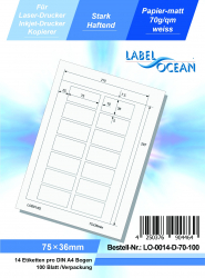 Etichete Autoadezive LabelOcean pe Suport A4 Dimensiuni 75x36 mm Mate 100 Coli 