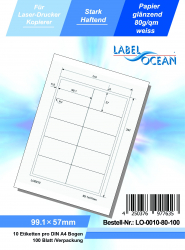 Etichete Autoadezive LabelOcean pe Suport A4 Dimensiuni 99.1x57 mm Lucioase 100 Coli 