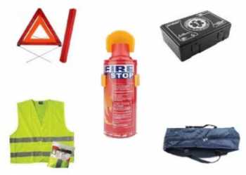 Kit Siguranta - trusa medicala triunghi reflectorizant stingator tip spray vesta reflectorizanta geanta depozitare