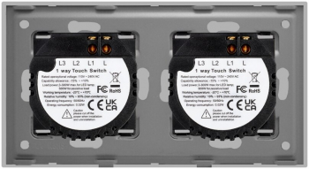 Intrerupator 2 x Simplu cu Touch din Sticla LUXION Gri 