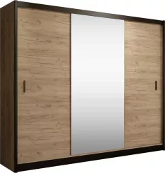 Dulap cu usi glisante negru / stejar craft 203 x 215 cm CRAFT Sani 
