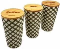 Set 3 recipiente depozitare Kassel capac bambus corp melamina 93554 