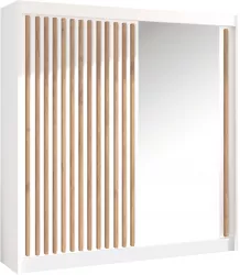Dulap cu usi glisante alb / stejar craft 203 x 215 cm LADDER Sani