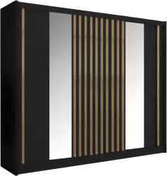 Dulap cu usi glisante negru / stejar craft 150x215 cm LADDER Sani