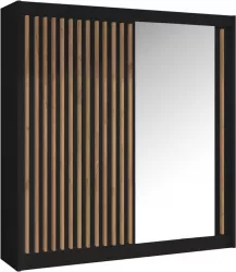 Dulap cu usi glisante negru / stejar craft 203x215 cm LADDER Sani