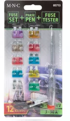 Set sigurante auto + creion de faza + tester - 10 buc - 6 - 24V 3 - 30A 