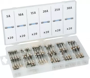 Set sigurante de sticla in cutie de depozitare - 120 buc - 5-30A