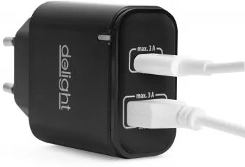 Adaptor de retea USB + Type-C PD20W cu incarcare rapida - negru 