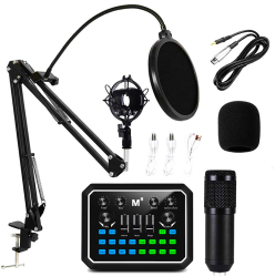 Placa de sunet cu Microfon profesional M8 Functie voice changer 8 efecte sonore cip DSP Bluetooth 5.0 Live Streaming Podcast 