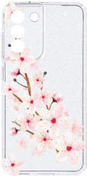 Husa BestCase Comp Cu Samsung Galaxy S21 FE Spring Flower Camera Prot 2MM Crystal Glitter Grey ST 62 